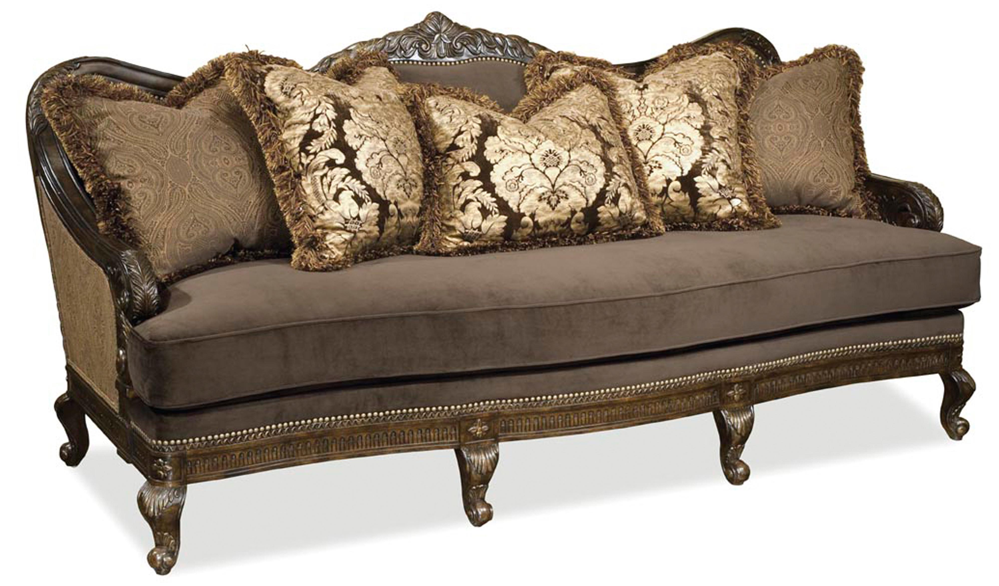 Babette III Traditional French Sofa with Nail Head Trim Carved